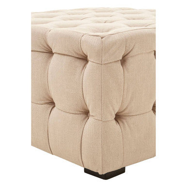 Orsina Stella Beige Linen Button Tufted Stool – Compact Entryway Seat