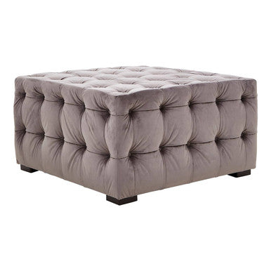 Orsina Stella Grey Velvet Button Tufted Stool | Vanity Ottoman