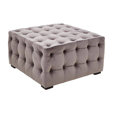 Orsina Stella Grey Velvet Button Tufted Stool | Vanity Ottoman