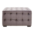 Orsina Stella Grey Velvet Button Tufted Stool | Vanity Ottoman