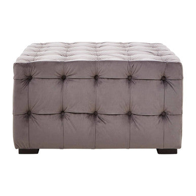 Orsina Stella Grey Velvet Button Tufted Stool | Vanity Ottoman