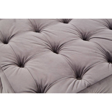 Orsina Stella Grey Velvet Button Tufted Stool | Vanity Ottoman
