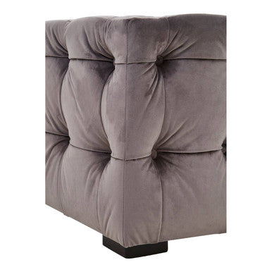 Orsina Stella Grey Velvet Button Tufted Stool | Vanity Ottoman