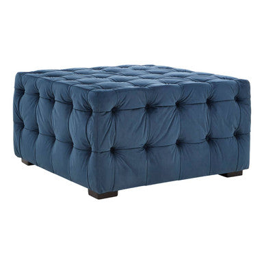 Orsina Stella Midnight Blue Velvet Button Stool – Tufted Footrest