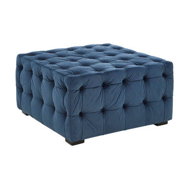 Orsina Stella Midnight Blue Velvet Button Stool – Tufted Footrest