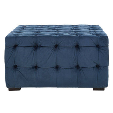 Orsina Stella Midnight Blue Velvet Button Stool – Tufted Footrest