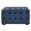 Orsina Stella Midnight Blue Velvet Button Stool – Tufted Footrest