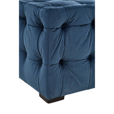 Orsina Stella Midnight Blue Velvet Button Stool – Tufted Footrest