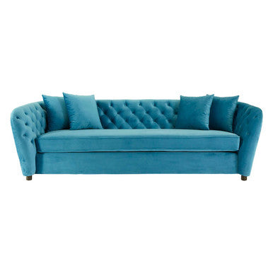 Orsina Riva 3 Seater Cyan Velvet Sofa | Tufted Modern Living Room