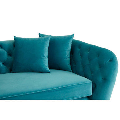 Orsina Riva 3 Seater Cyan Velvet Sofa | Tufted Modern Living Room