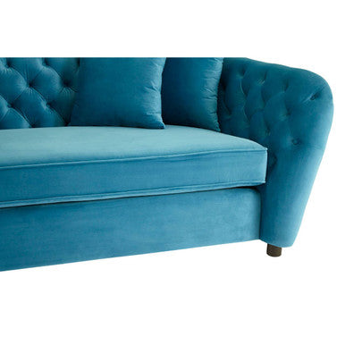 Orsina Riva 3 Seater Cyan Velvet Sofa | Tufted Modern Living Room
