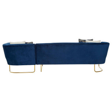 Orsina Renee 5-Seater Corner Sofa – Dark Blue Velvet with Gold Legs