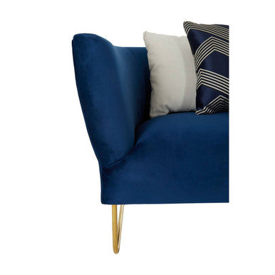 Orsina Renee 5-Seater Corner Sofa – Dark Blue Velvet with Gold Legs