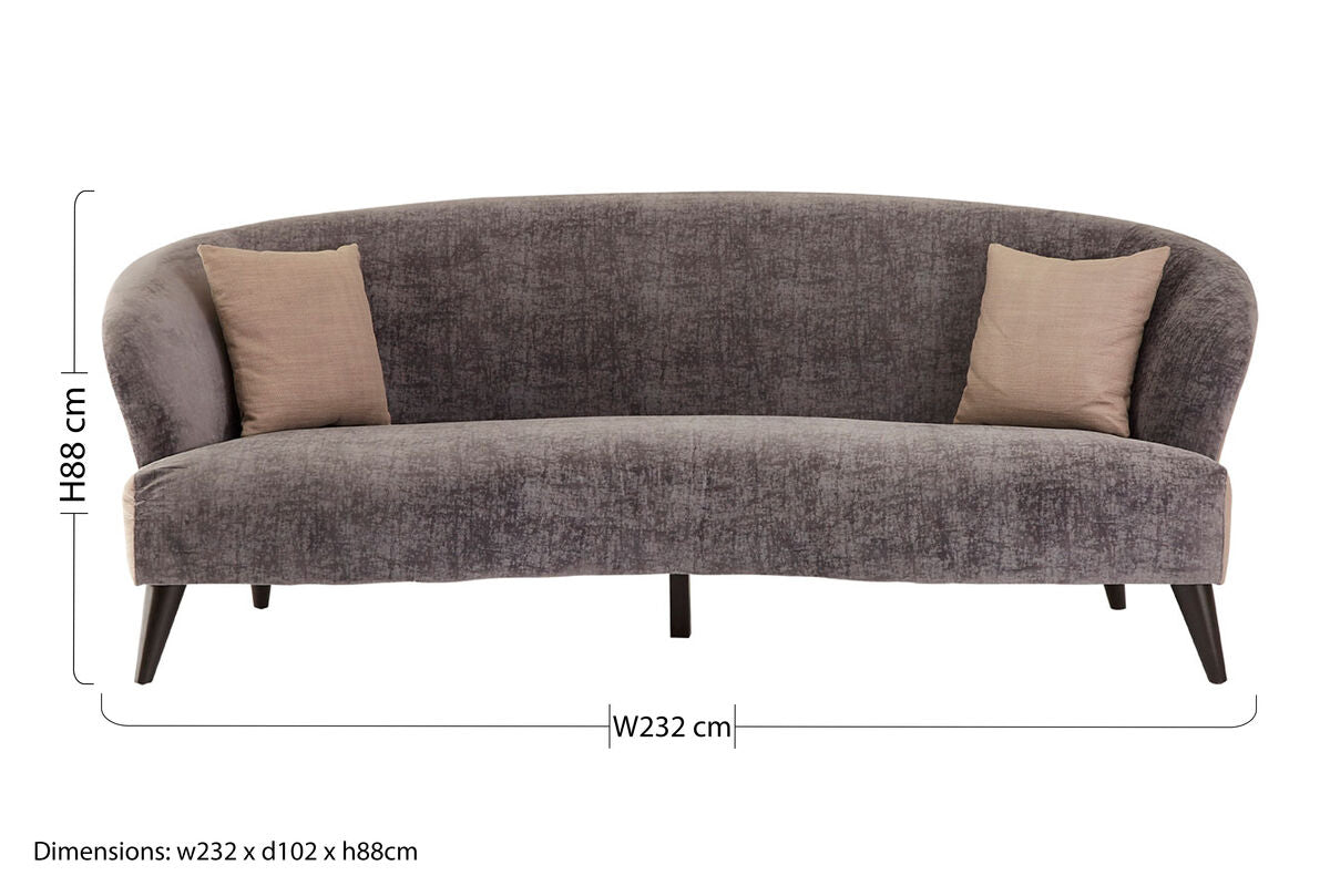 Orsina Reine 3 Seater Grey Velvet Sofa | Two-Tone Modern Couch