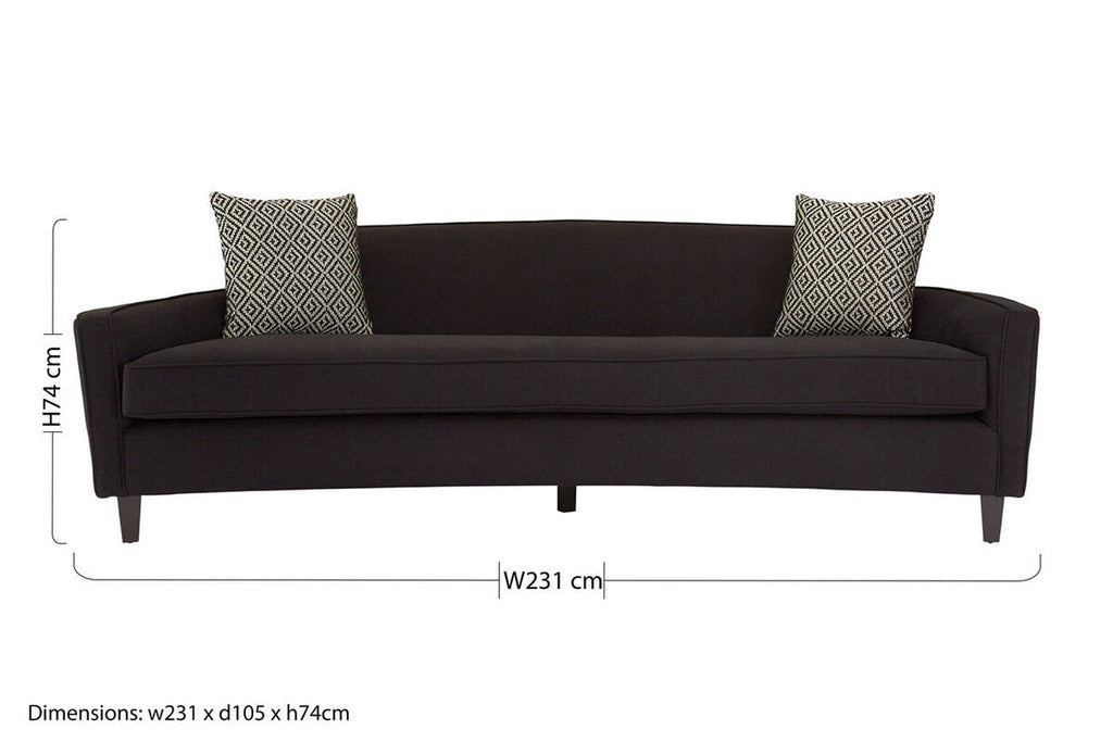 Orsina Rania 3-Seater Black Dimity Fabric Sofa – Modern Chevron Weave