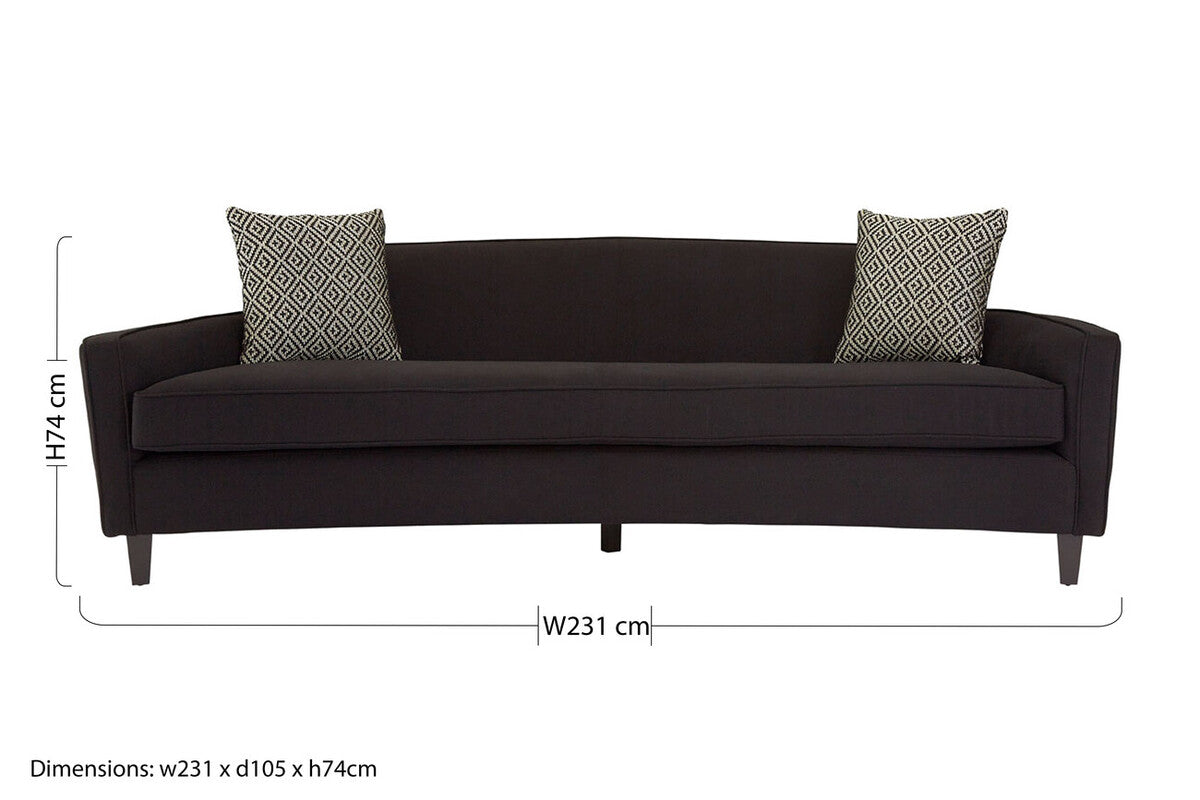 Orsina Rania 3-Seater Black Dimity Fabric Sofa – Modern Chevron Weave