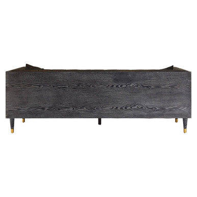 Orsina Raven 3 Seater Sofa – Black Faux Leather Tufted Couch