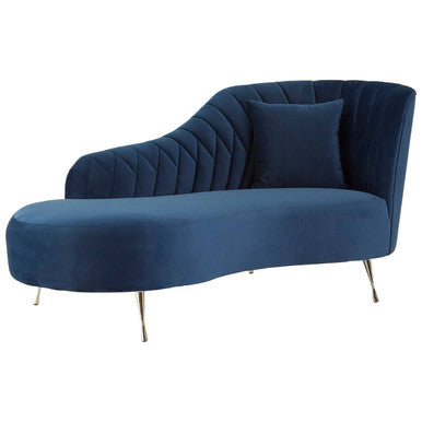 Orsina Rene Dark Blue Velvet Right Hand Chaise Longue | Tufted Seating
