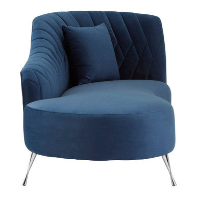 Orsina Rene Dark Blue Velvet Right Hand Chaise Longue | Tufted Seating