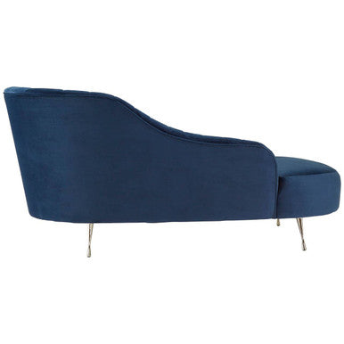Orsina Rene Dark Blue Velvet Right Hand Chaise Longue | Tufted Seating