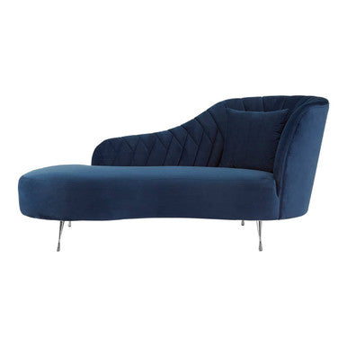 Orsina Rene Dark Blue Velvet Right Hand Chaise Longue | Tufted Seating