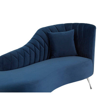 Orsina Rene Dark Blue Velvet Right Hand Chaise Longue | Tufted Seating