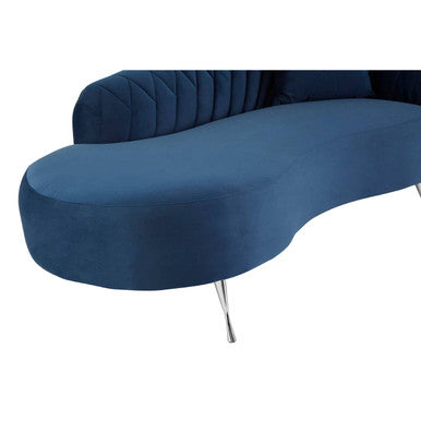 Orsina Rene Dark Blue Velvet Right Hand Chaise Longue | Tufted Seating