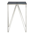 Orsina Shalimar Black Glass Side Table with Stainless Steel Legs