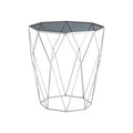 Orsina Shalimar Octagonal Side Table – Silver & Black Tempered Glass