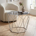 Orsina Shalimar Octagonal Side Table – Silver & Black Tempered Glass