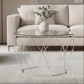 Orsina Shalimar Octagonal Coffee Table | Silver Metal & Tempered Glass