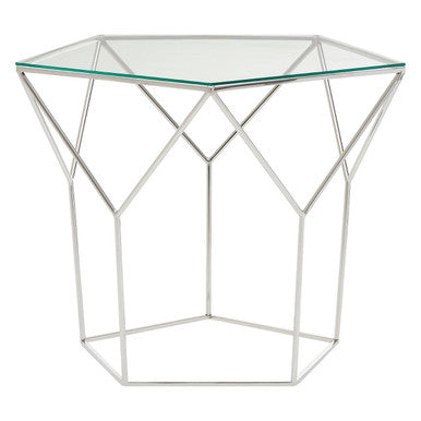 Orsina Shalimar Pentagonal Silver Coffee Table | Geometric Glass Top