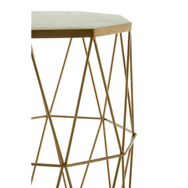 Orsina Shalimar Octagonal White Marble and Gold Metal Side Table