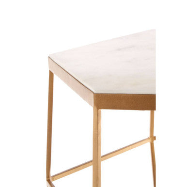 Orsina Shalimar Hexagonal Marble Side Table | Gold Iron Wireframe