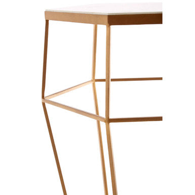 Orsina Shalimar Hexagonal Marble Side Table | Gold Iron Wireframe