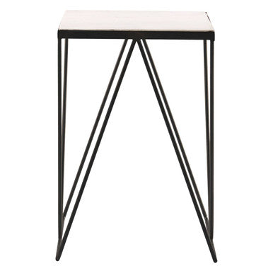 Orsina Shalimar Side Table – Natural Marble Top & Matte Black Iron Legs