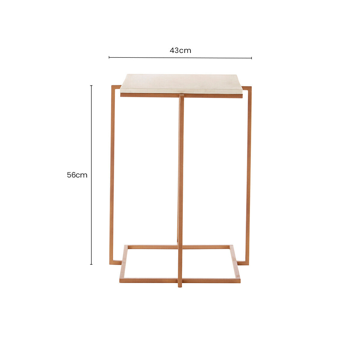 Orsina Shalimar Side Table – White Marble Top with Gold Iron Legs