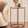 Orsina Shalimar Side Table – White Marble Top with Gold Iron Legs