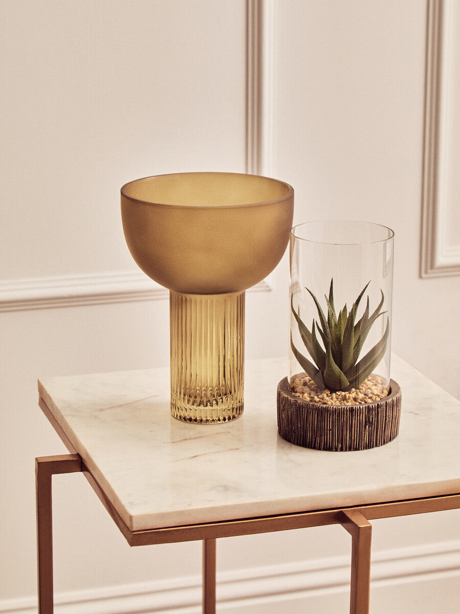 Orsina Shalimar Side Table – White Marble Top with Gold Iron Legs