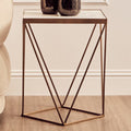 Orsina Shalimar Square Marble Side Table – Gold Geometric Base