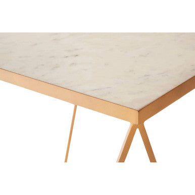 Orsina Shalimar Square Marble Side Table – Gold Geometric Base
