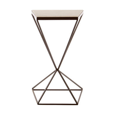 Orsina Shalimar Side Table – Natural Marble Top & Trapezoid Iron Base