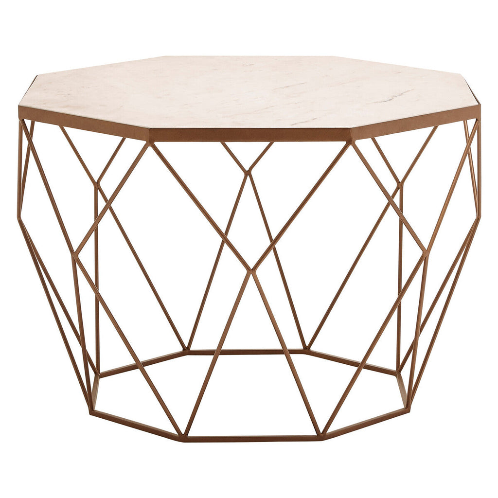 Orsina Shalimar Octagon White Marble Coffee Table – Gold Metal Frame