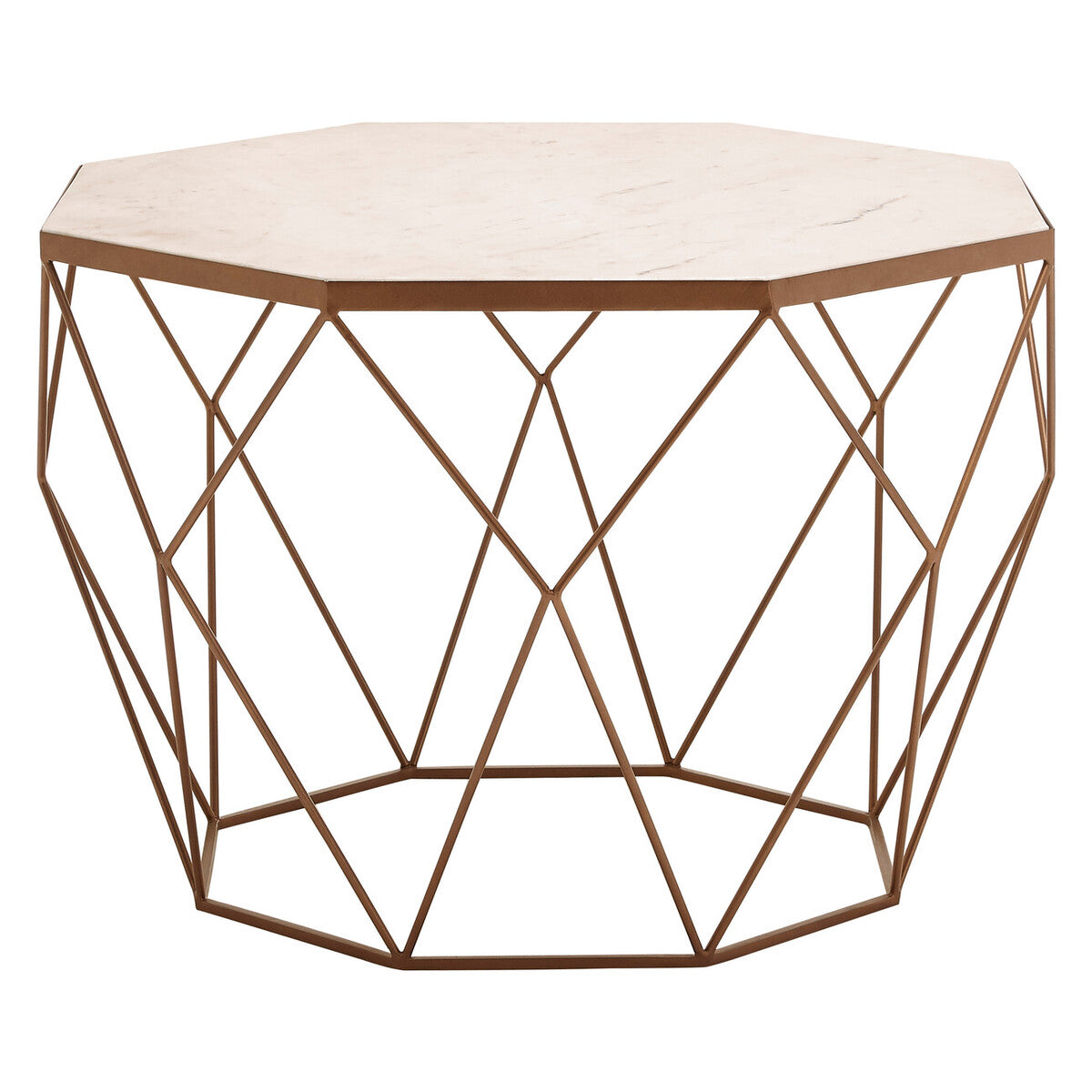 Orsina Shalimar Octagon White Marble Coffee Table – Gold Metal Frame