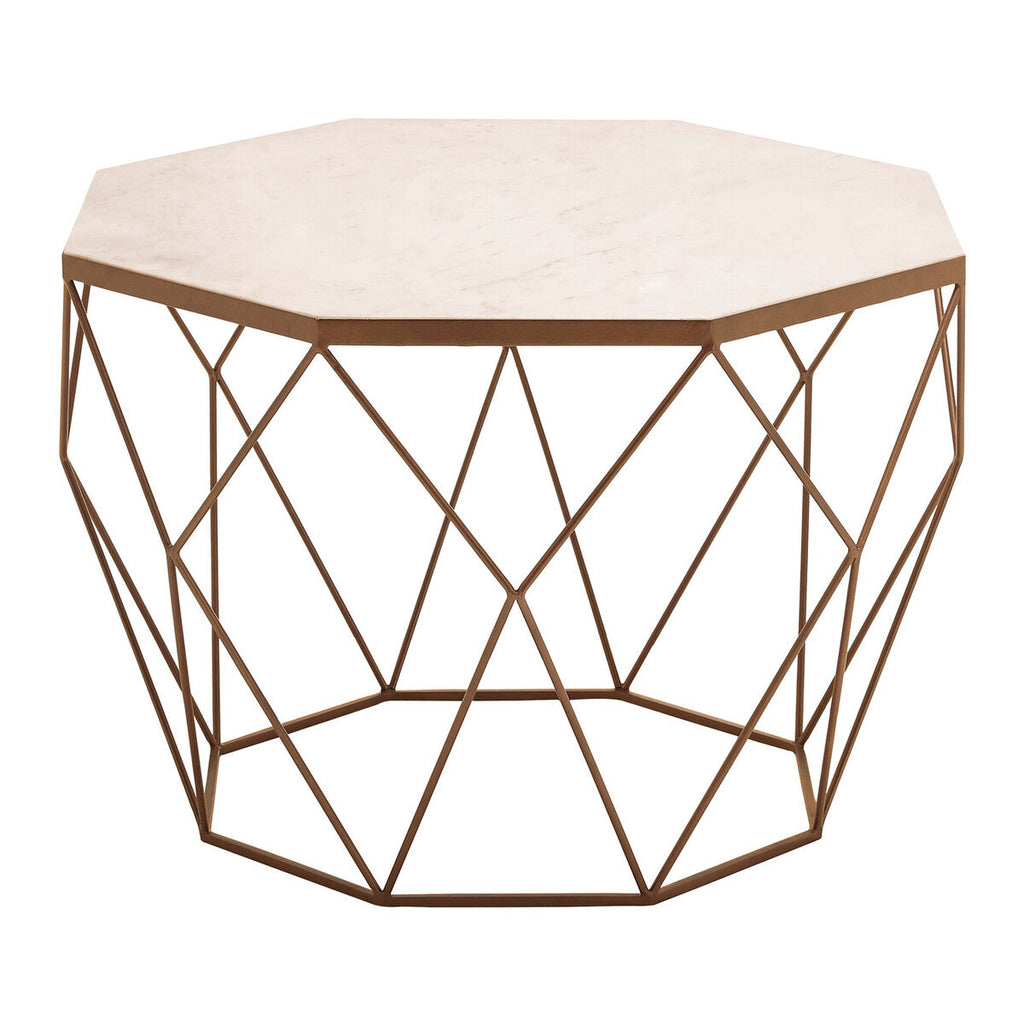 Orsina Shalimar Octagon White Marble Coffee Table – Gold Metal Frame