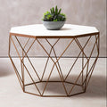 Orsina Shalimar Octagon White Marble Coffee Table – Gold Metal Frame