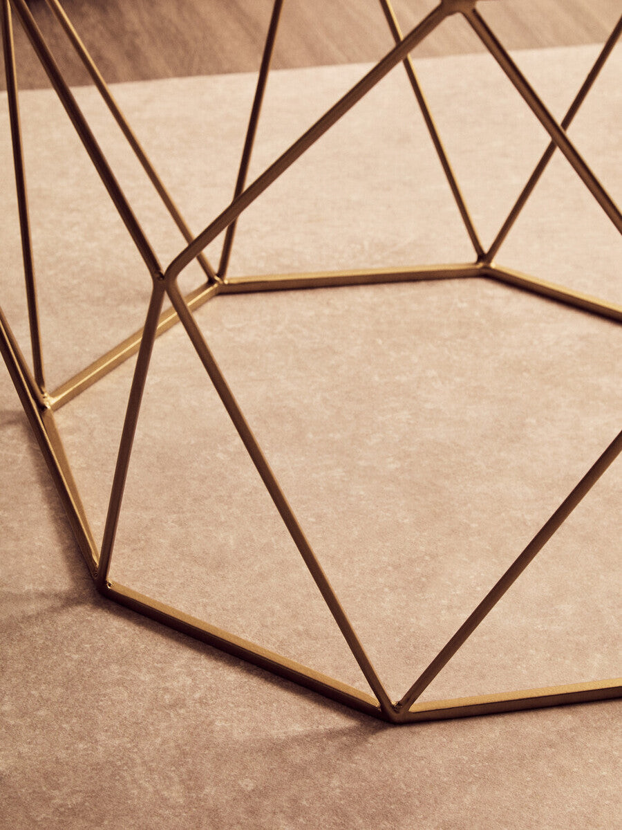 Orsina Shalimar Octagon White Marble Coffee Table – Gold Metal Frame