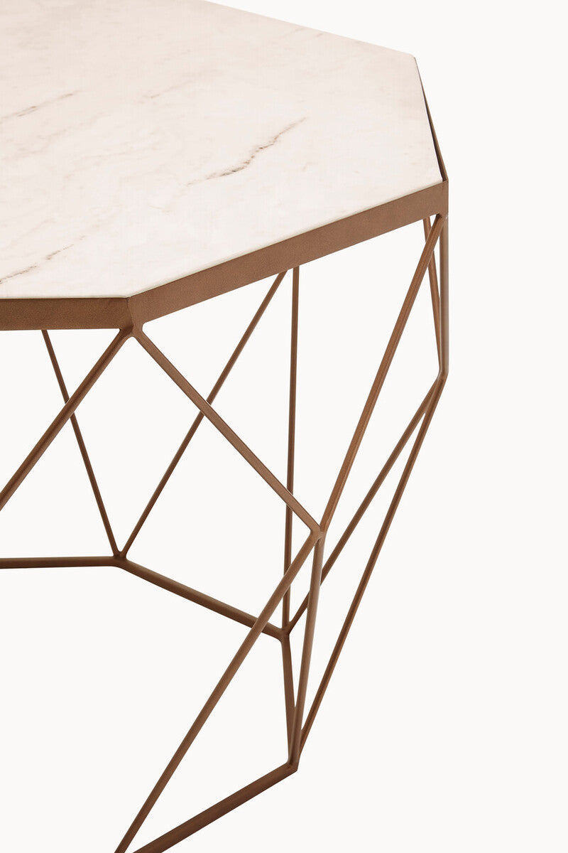 Orsina Shalimar Octagon White Marble Coffee Table – Gold Metal Frame