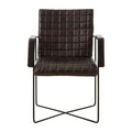 Orsina Buffalo Black Woven Leather Accent Chair | Modern Iron Frame