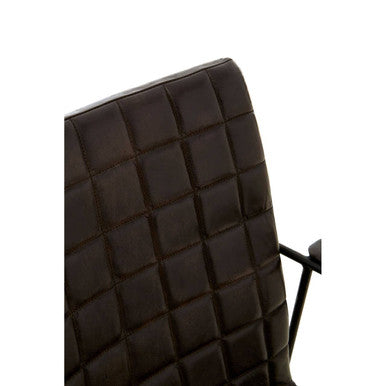 Orsina Buffalo Black Woven Leather Accent Chair | Modern Iron Frame